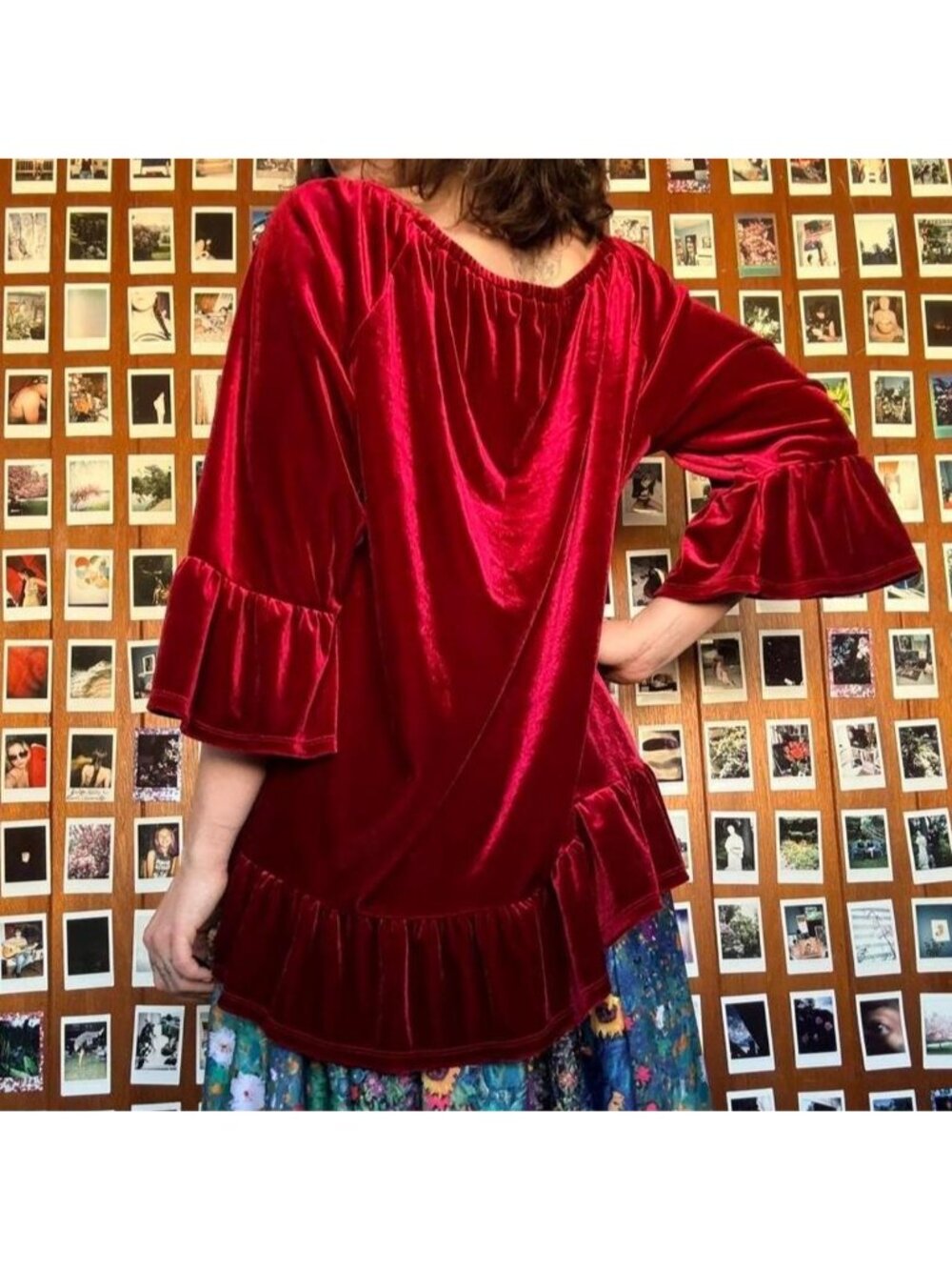 Red Velvet Ruffle Top - Picture 2 of 7